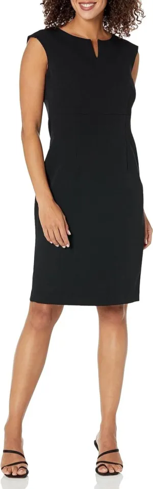 Kasper Womens Notched-Neck Sheath Dress 10814688 Black 14