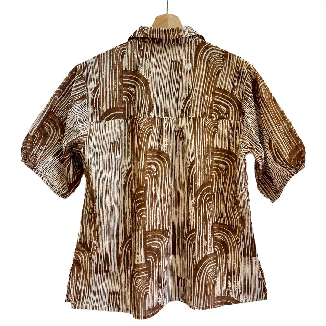 Kathya Printed Top - Brown Retro