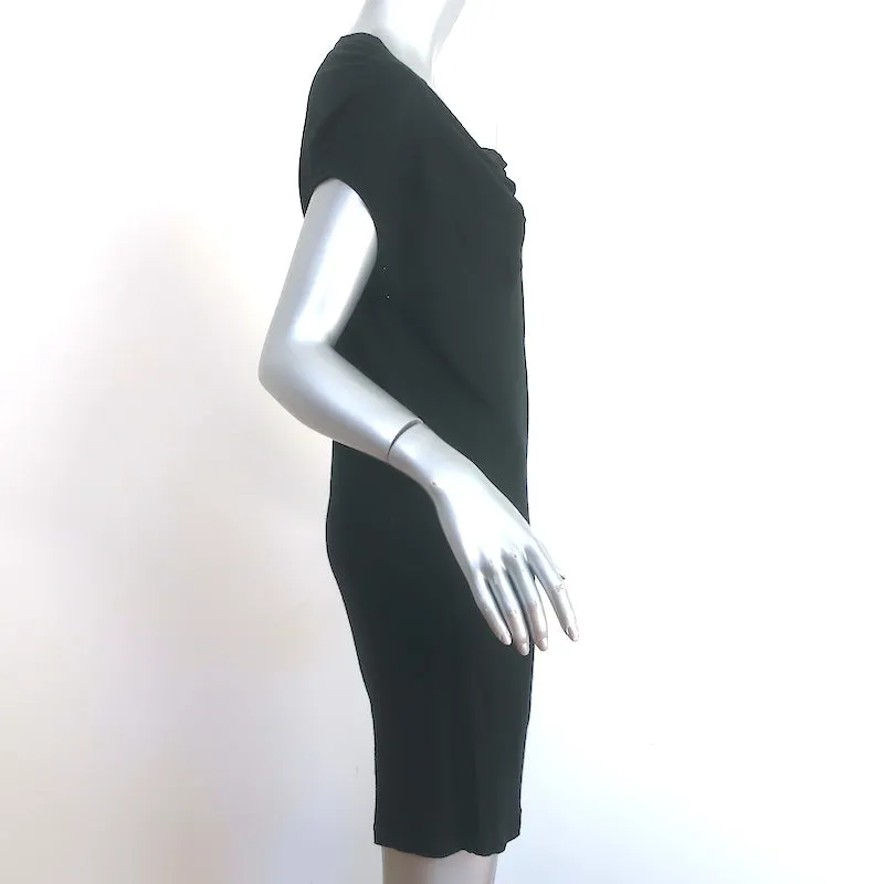 Lanvin Draped Neck Jersey Dress Black Cashmere-Blend Size Small