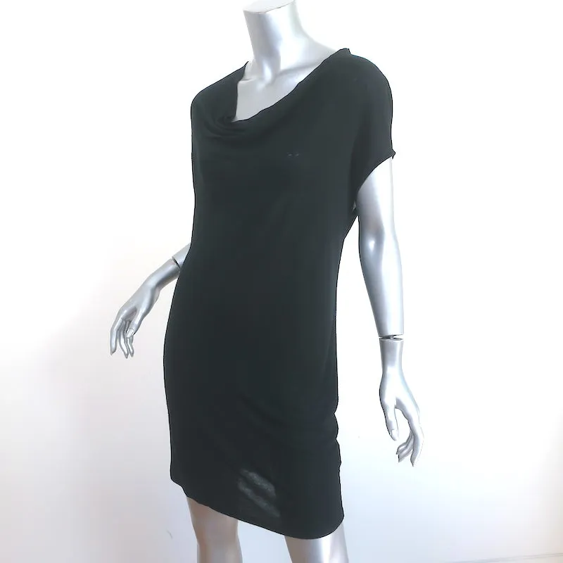 Lanvin Draped Neck Jersey Dress Black Cashmere-Blend Size Small