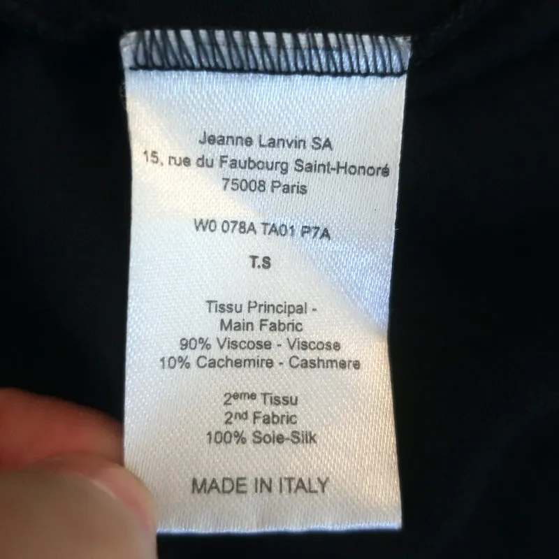Lanvin Draped Neck Jersey Dress Black Cashmere-Blend Size Small