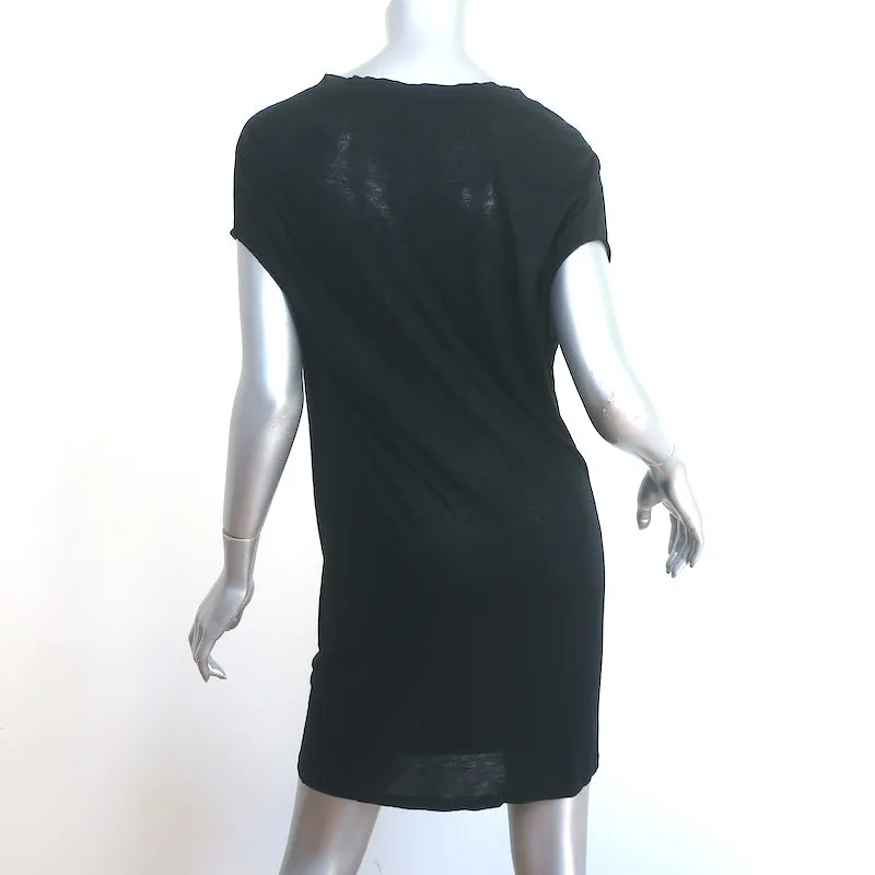 Lanvin Draped Neck Jersey Dress Black Cashmere-Blend Size Small