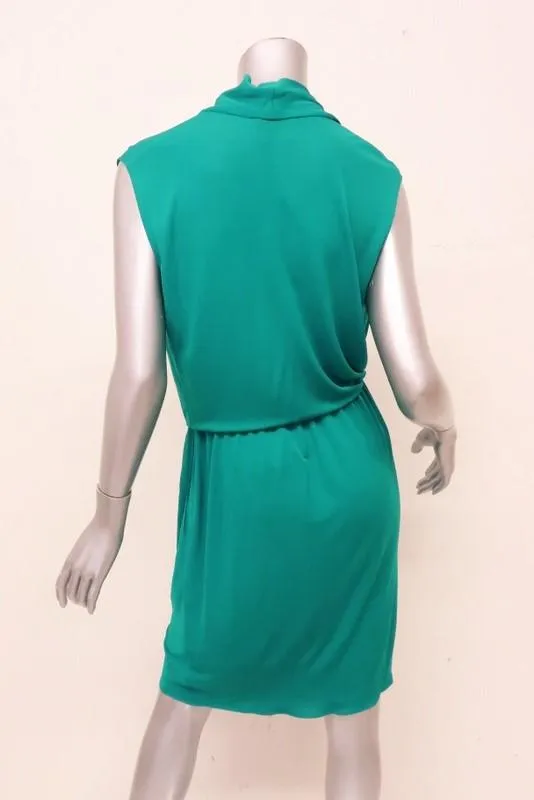 Lanvin Dress Jade Draped Jersey Size 36 Sleeveless Blouson