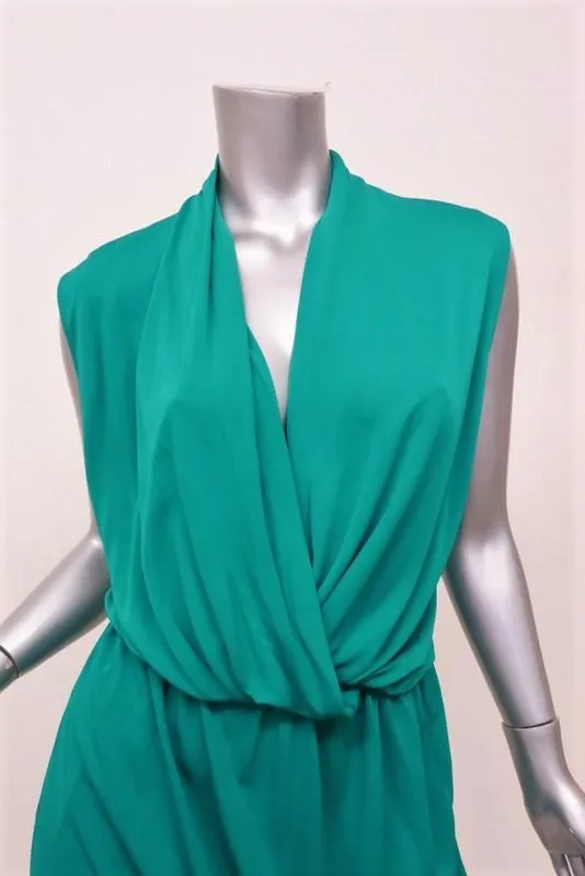 Lanvin Dress Jade Draped Jersey Size 36 Sleeveless Blouson