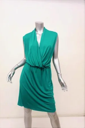 Lanvin Dress Jade Draped Jersey Size 36 Sleeveless Blouson