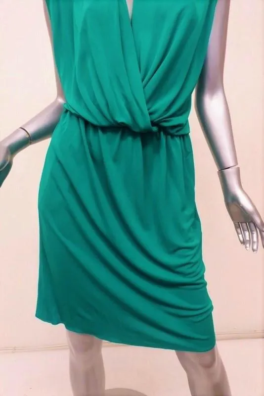 Lanvin Dress Jade Draped Jersey Size 36 Sleeveless Blouson