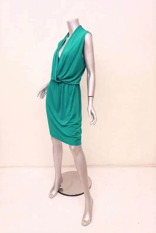 Lanvin Dress Jade Draped Jersey Size 36 Sleeveless Blouson