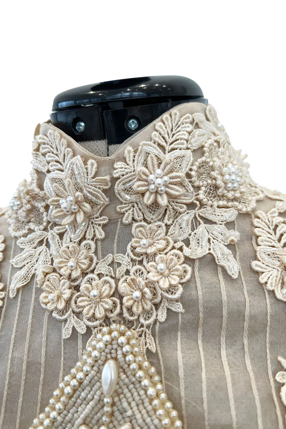 Late 1980s Capriccio Victorian Inspired Ecru Ivory Colour Silk Organza Dress Set