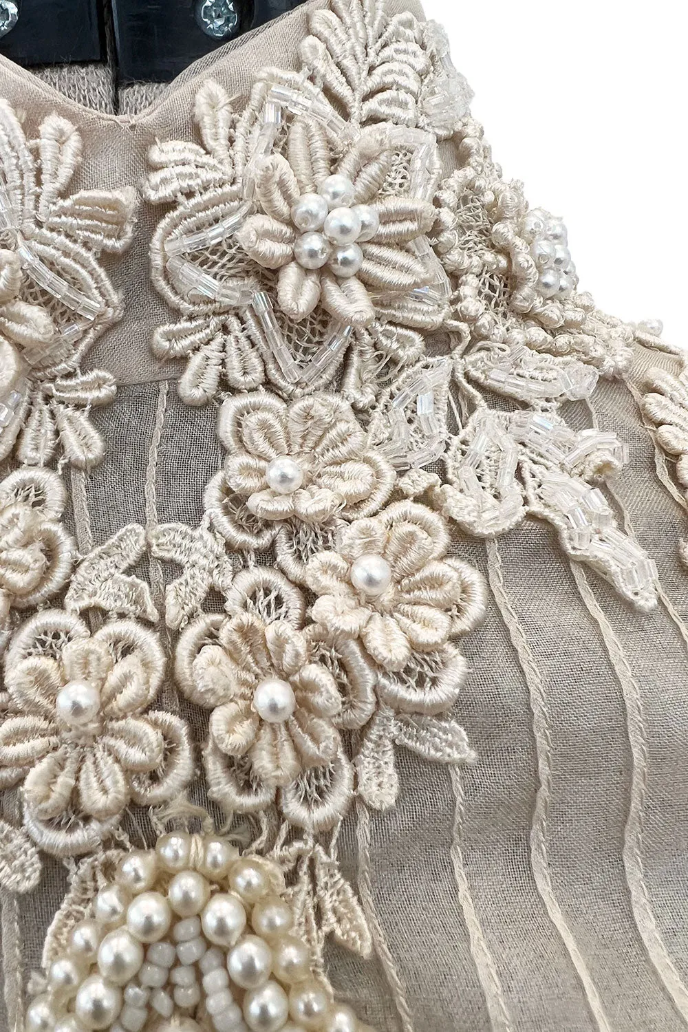 Late 1980s Capriccio Victorian Inspired Ecru Ivory Colour Silk Organza Dress Set