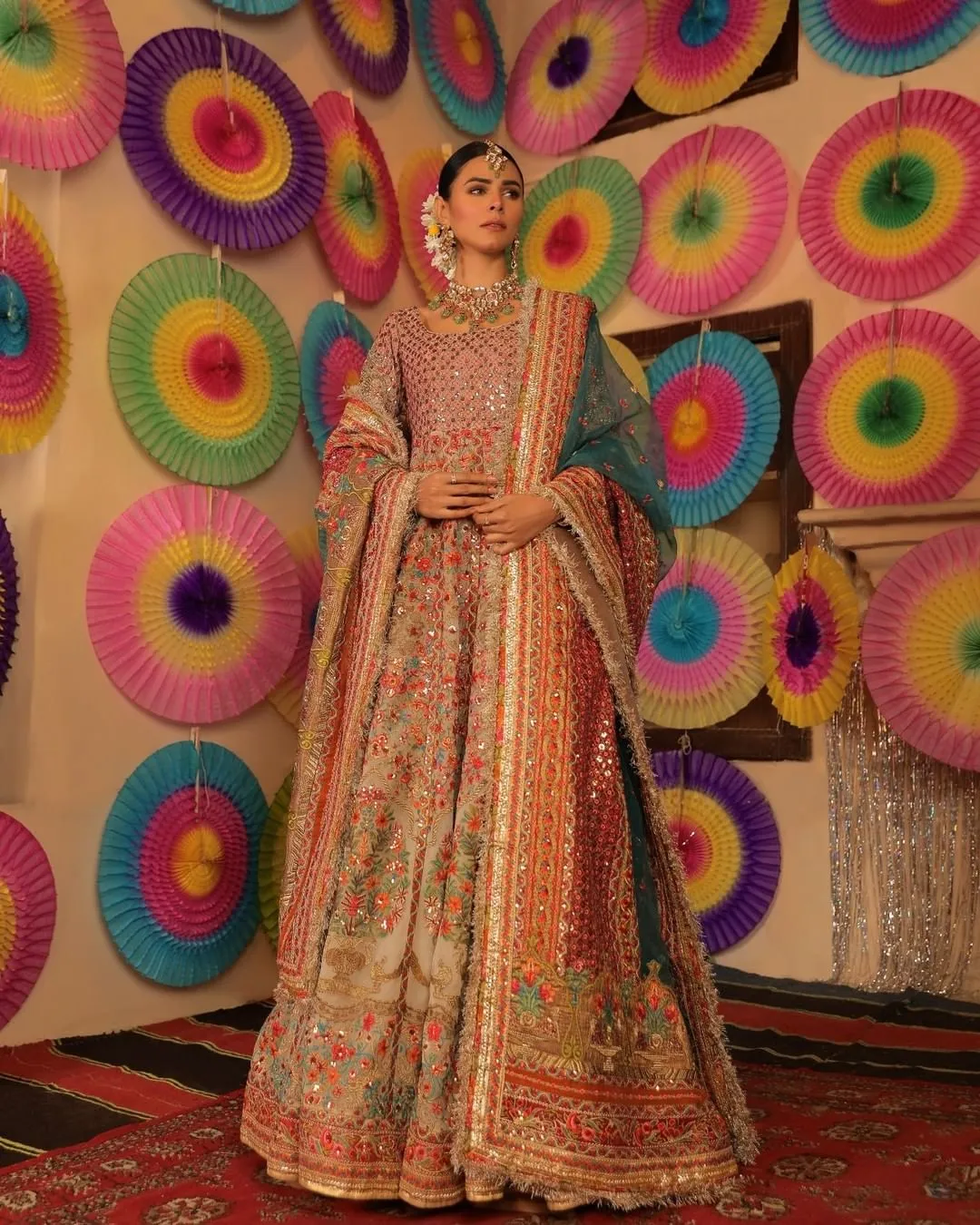 Latest Bridal Anarkali Frock with Sharara Dress #BS815