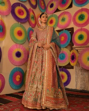Latest Bridal Anarkali Frock with Sharara Dress #BS815