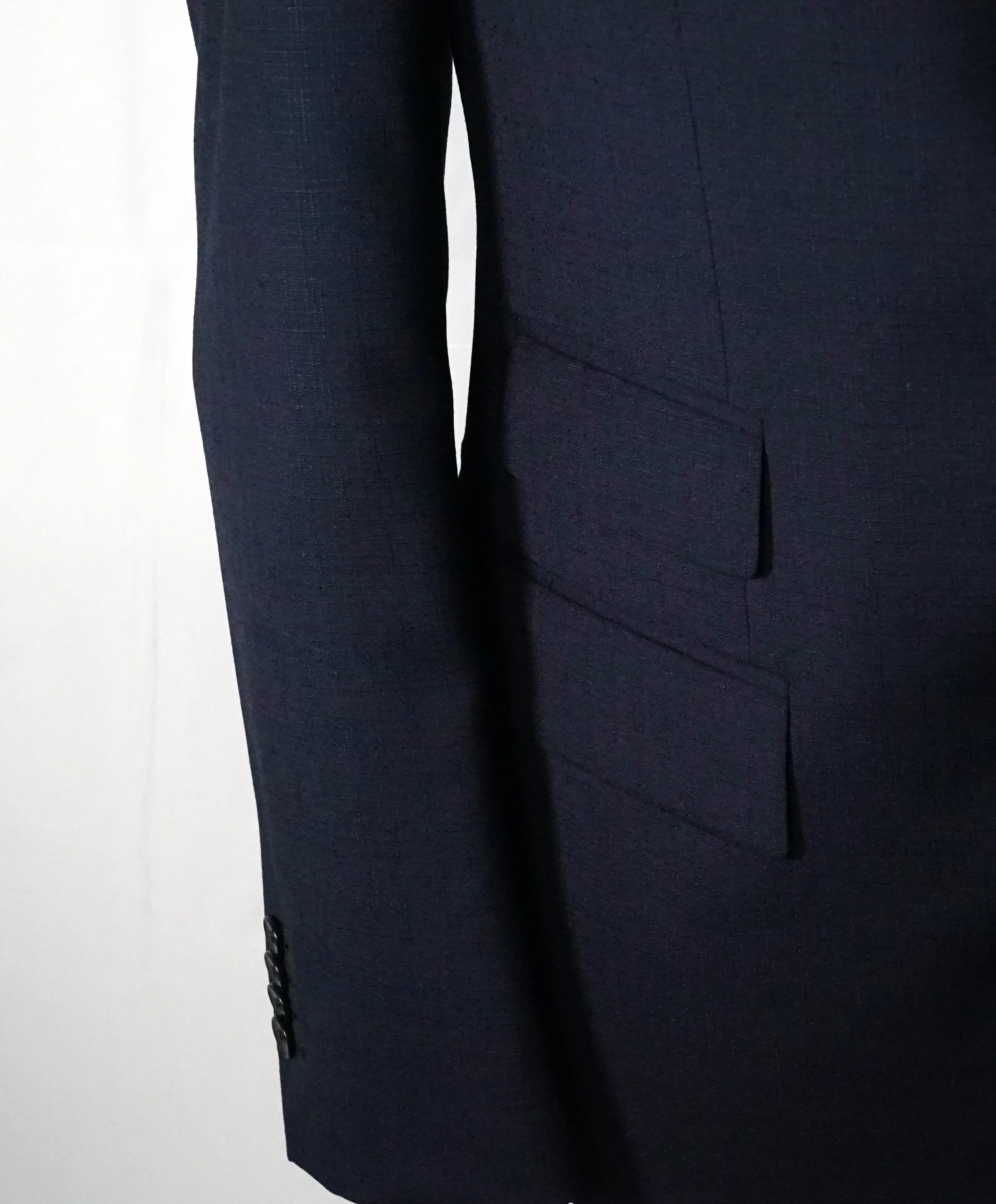 L.B.M. 1911 - LUIGI BIANCHI MANTOVA Blue Wide Peak Lapel Semi Lined Tuxedo- 36R