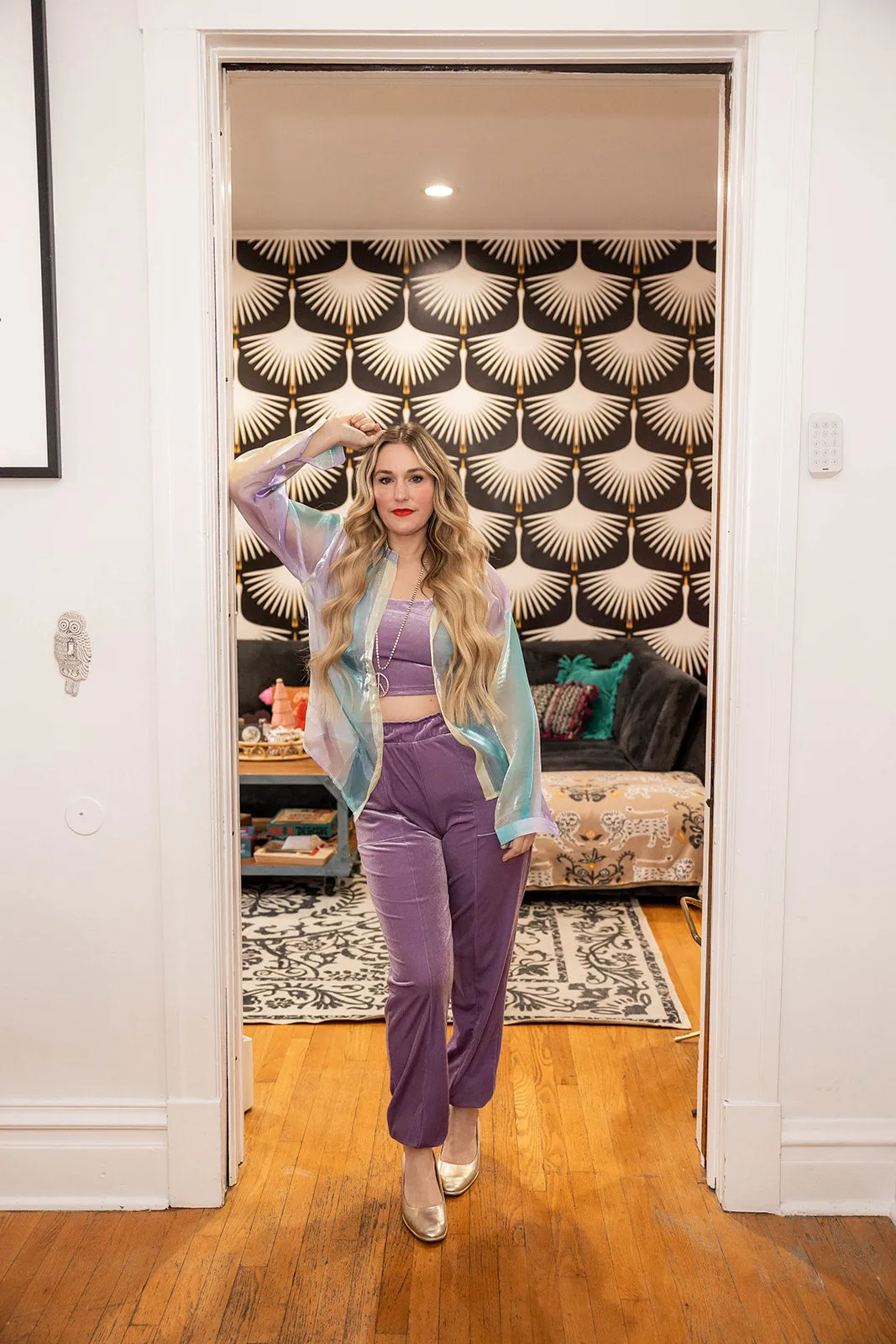 leila gradient button down top