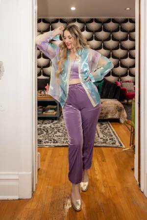 leila gradient button down top