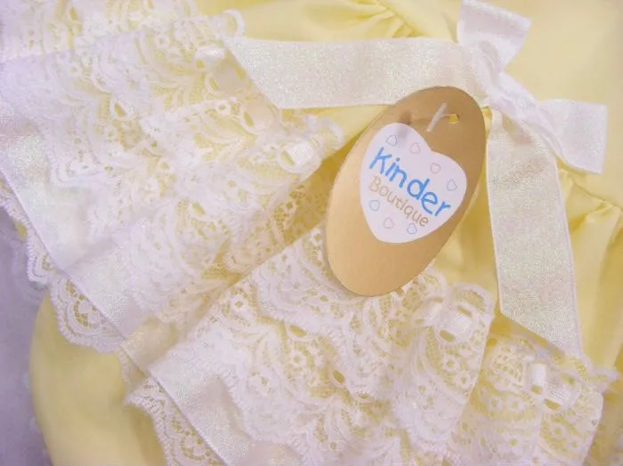 Lemon Lace and Bow Dress and Pants Set - 12-18M