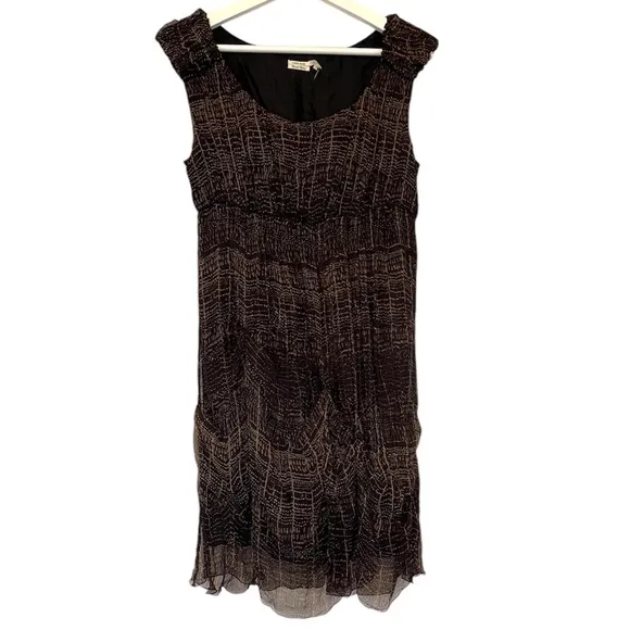 LEON MAX | Limited Edition Silk Sleeveless Brown Midi Dress Size S