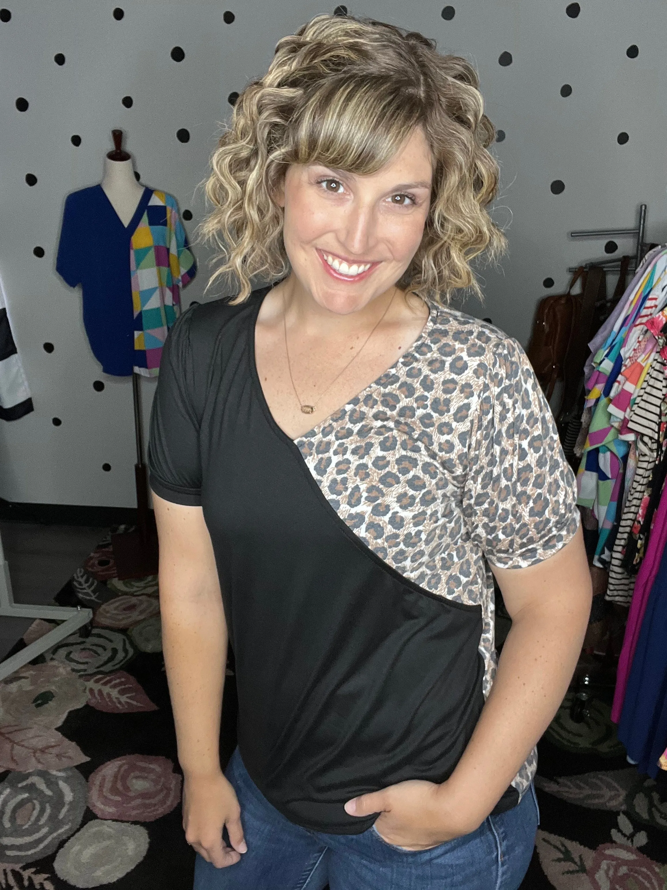 Leopard Surplice Top