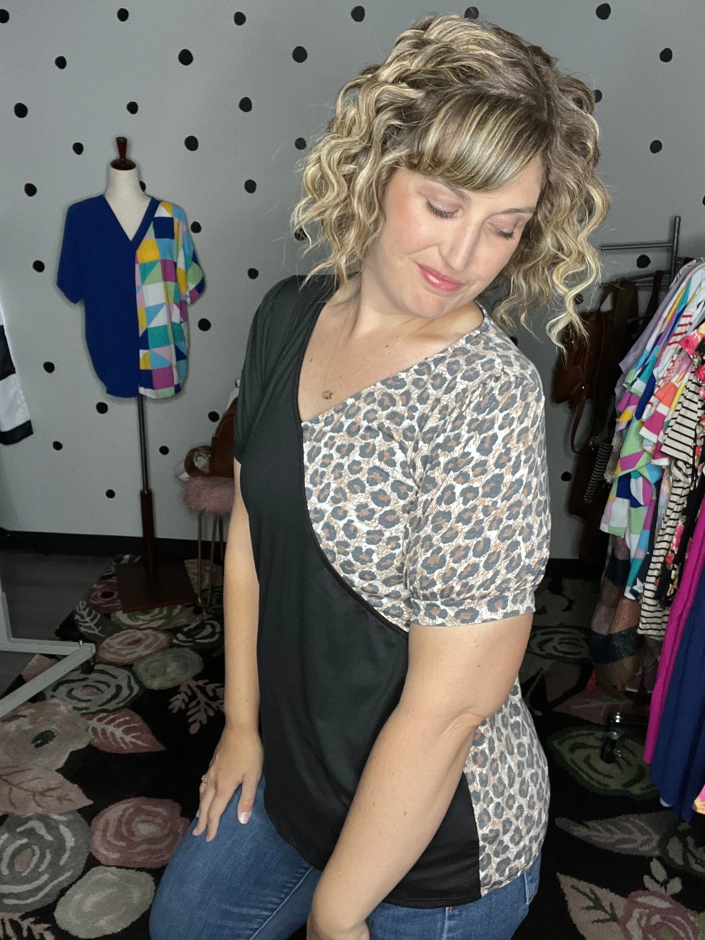 Leopard Surplice Top