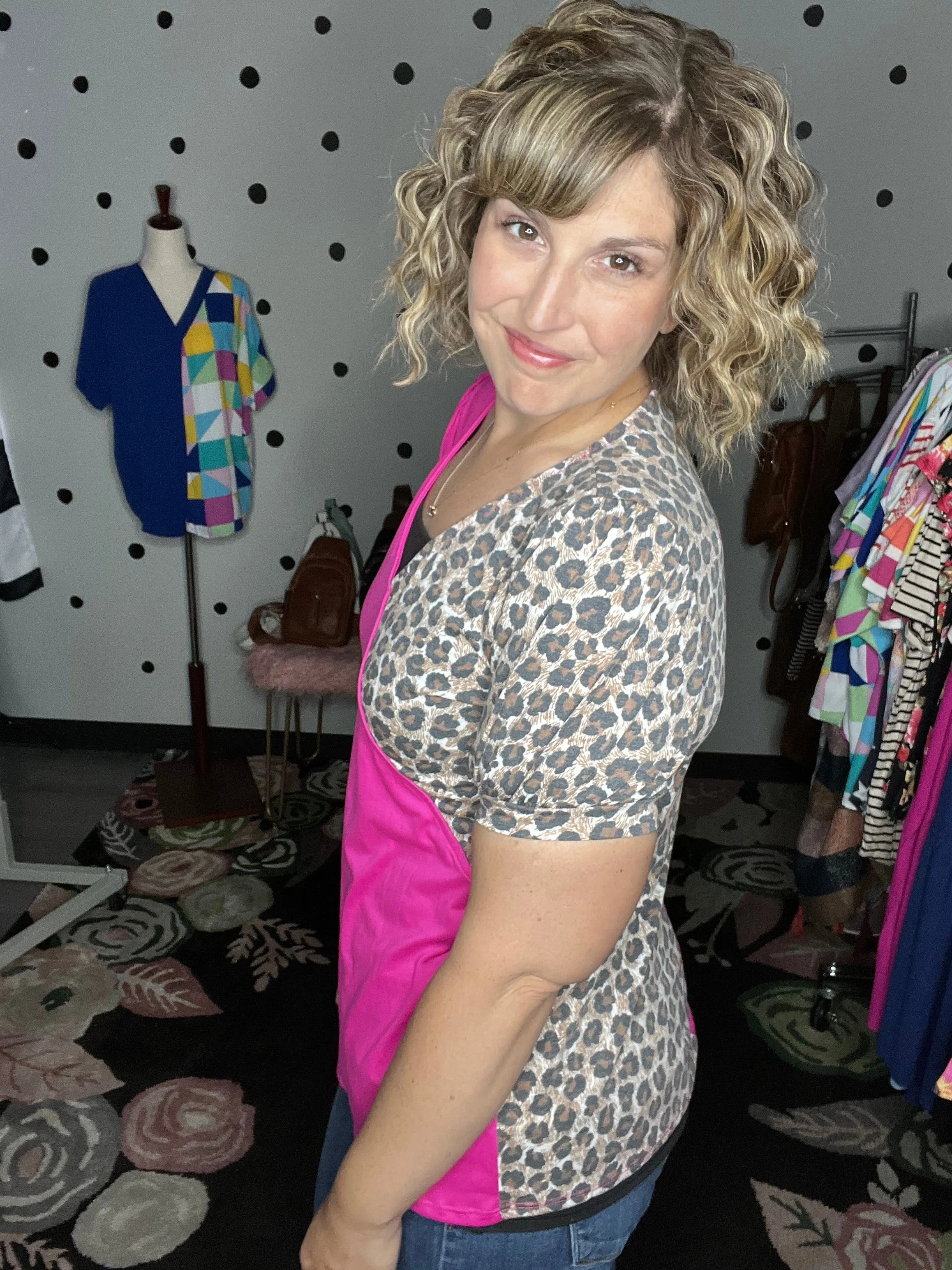 Leopard Surplice Top
