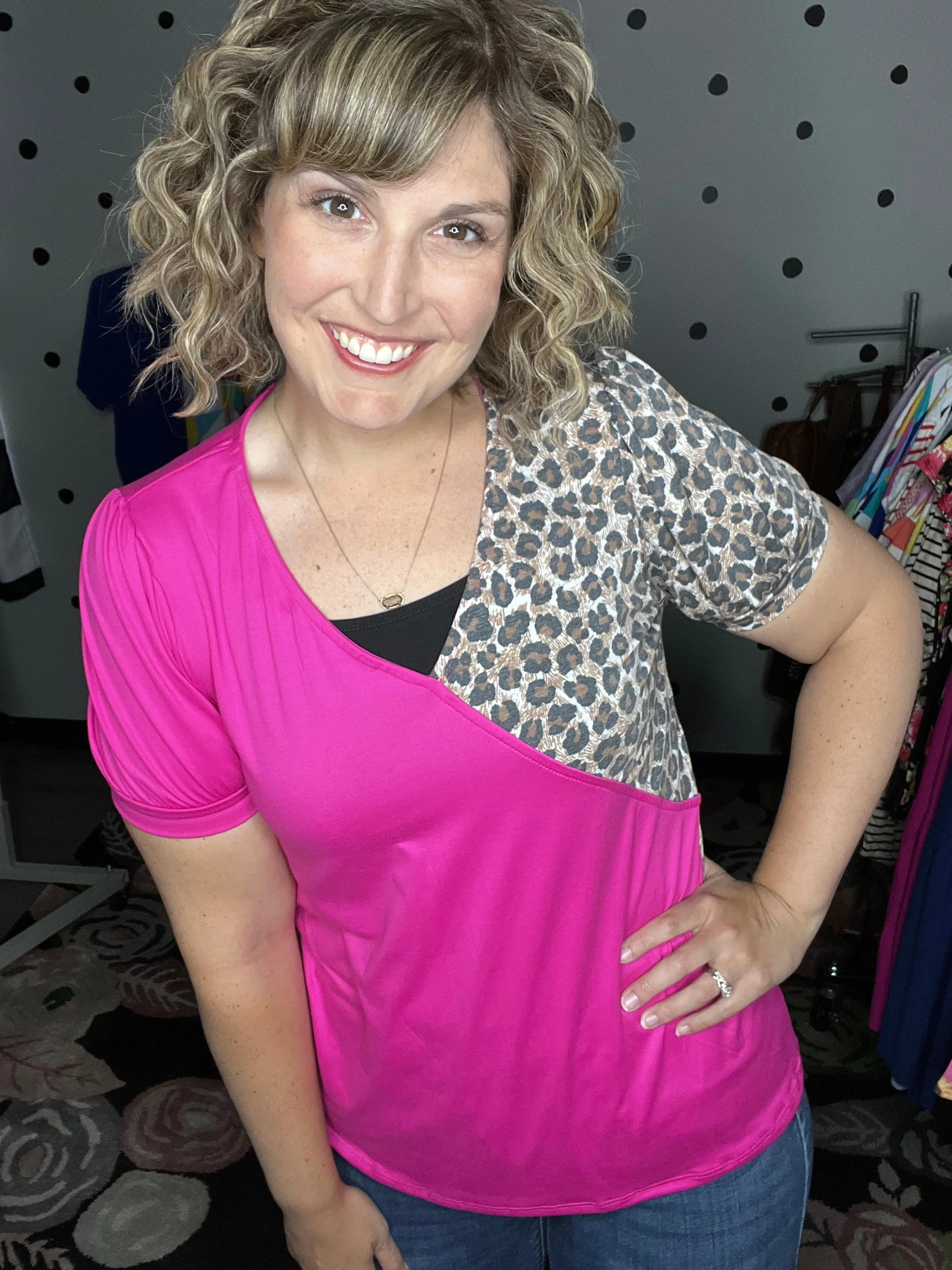 Leopard Surplice Top