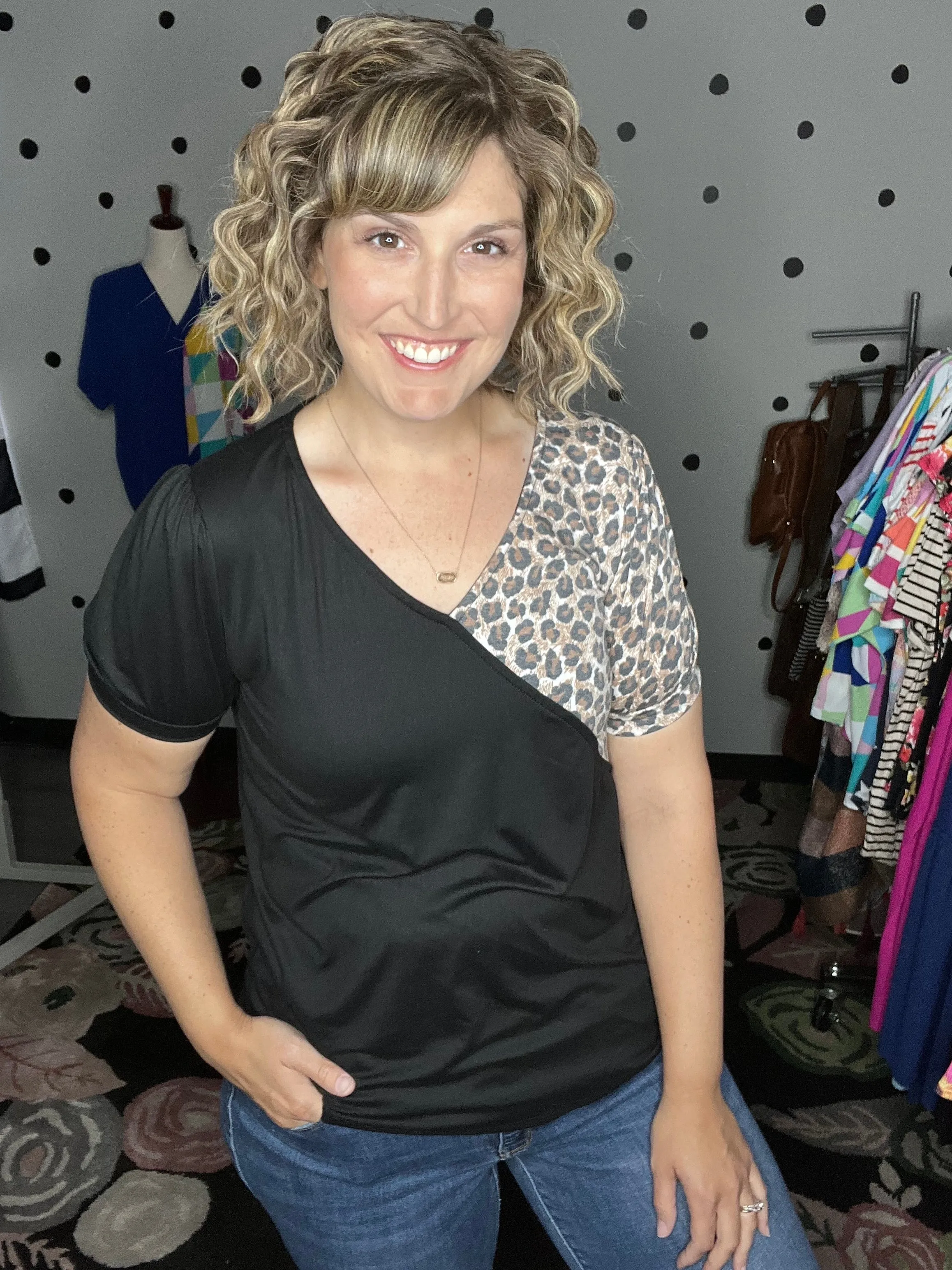 Leopard Surplice Top