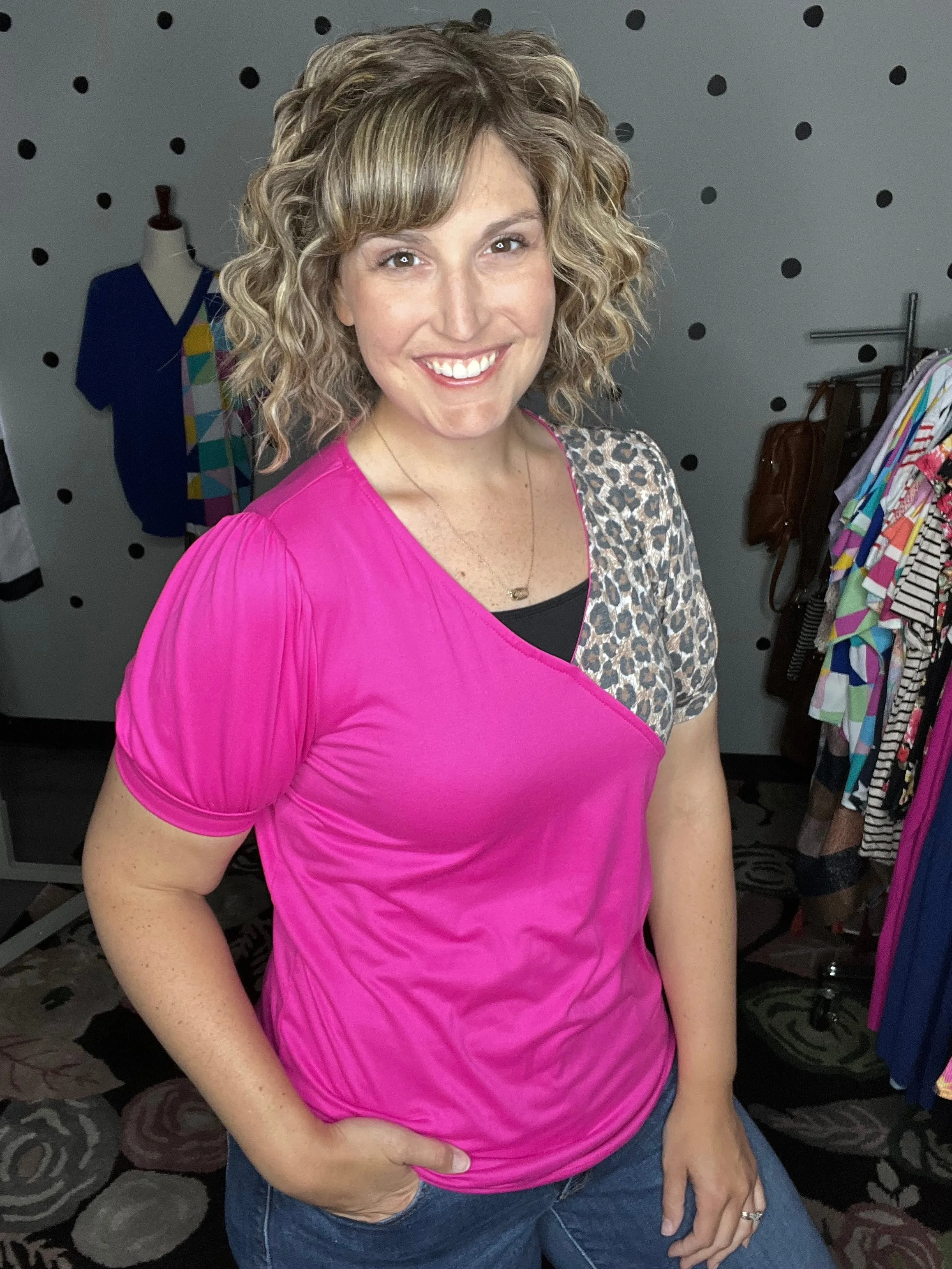 Leopard Surplice Top