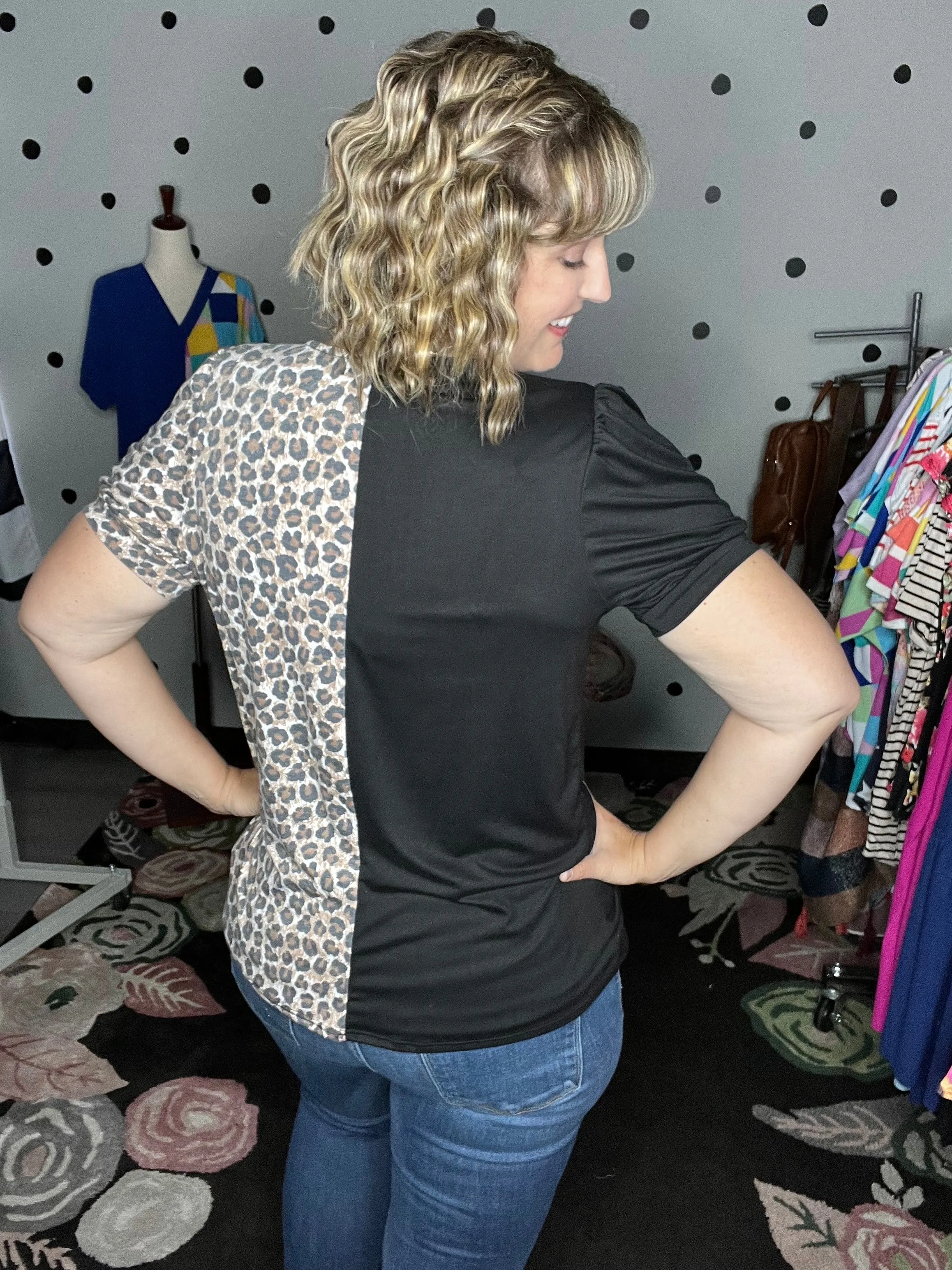 Leopard Surplice Top