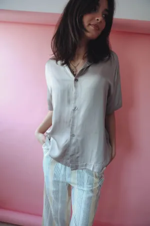 Let's Get Basic Satin Top in Grey