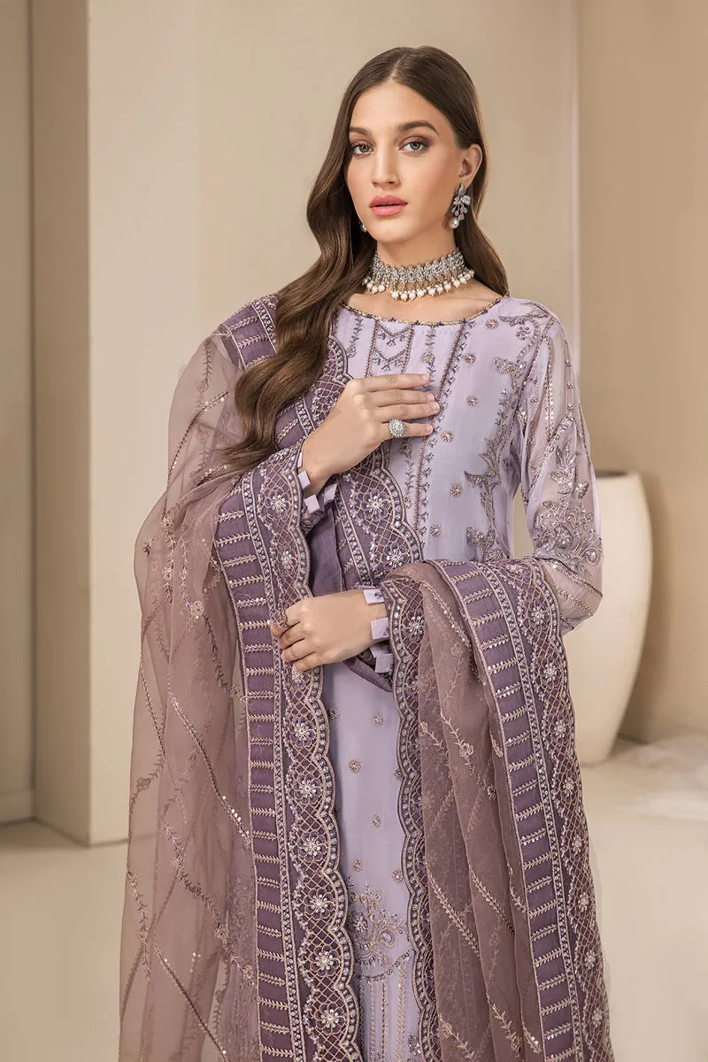 Lilac Embroidered Pakistani Salwar Suit with Salwar Kameez Dupatta