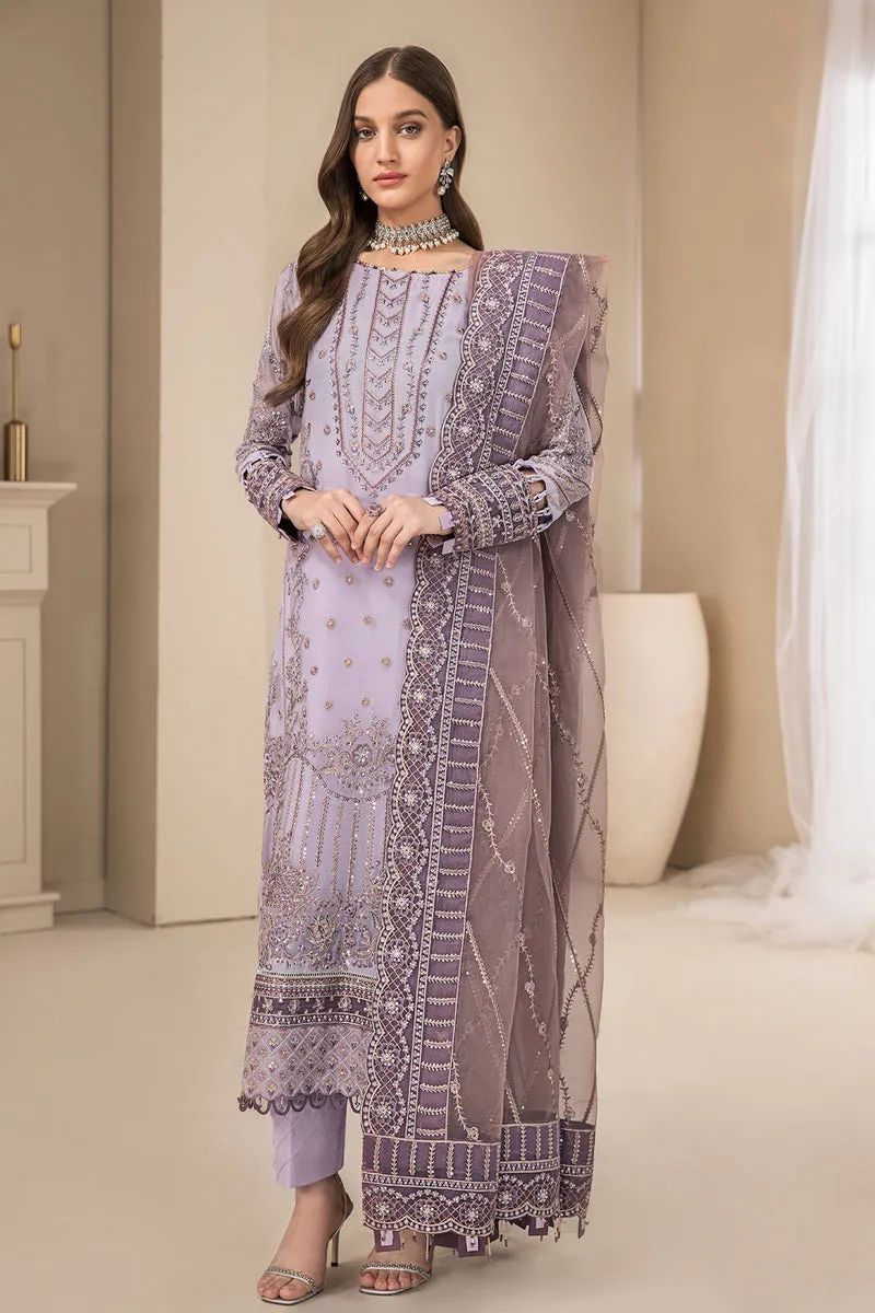Lilac Embroidered Pakistani Salwar Suit with Salwar Kameez Dupatta