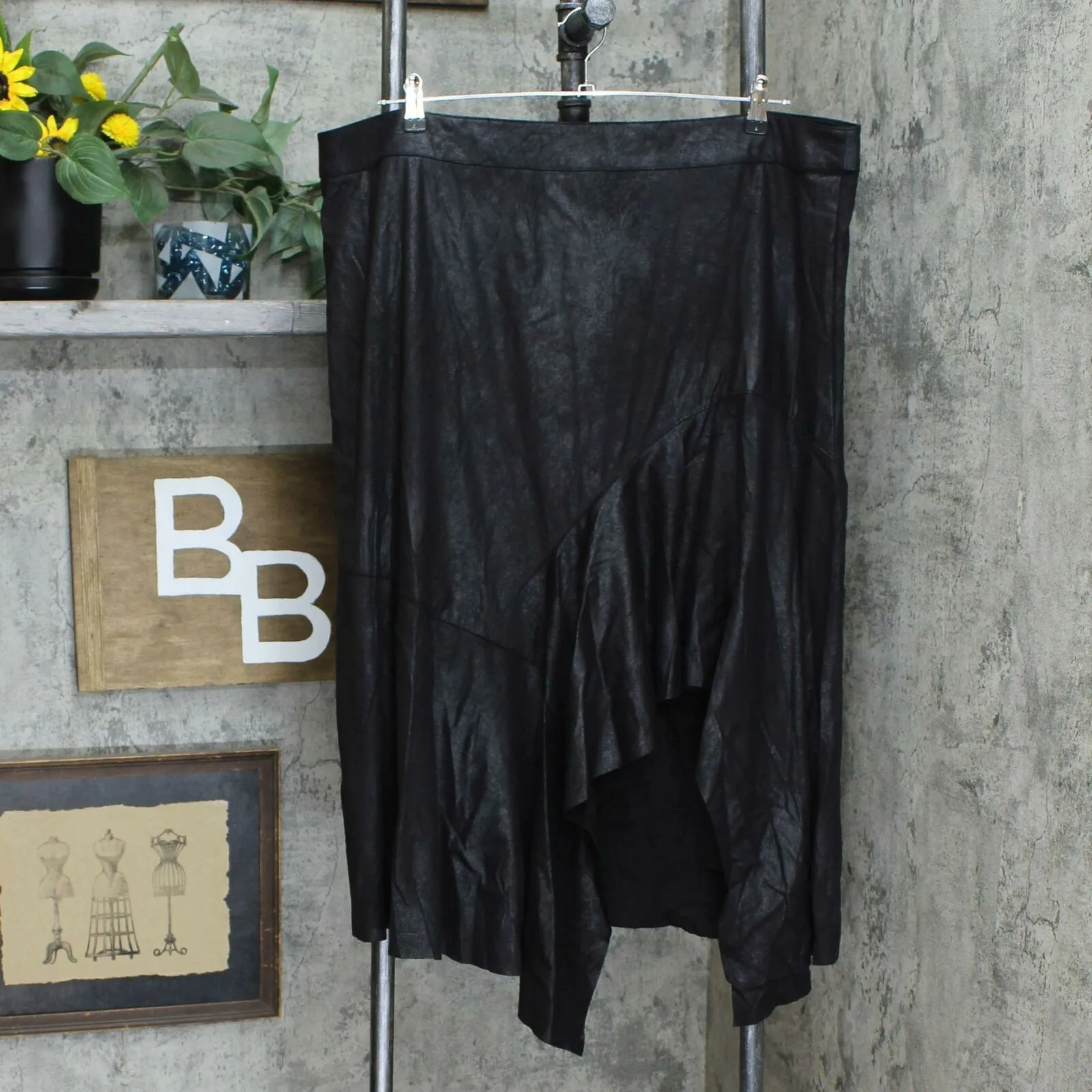 Lisa Rinna Plus Size Distressed Ultrasuede Skirt