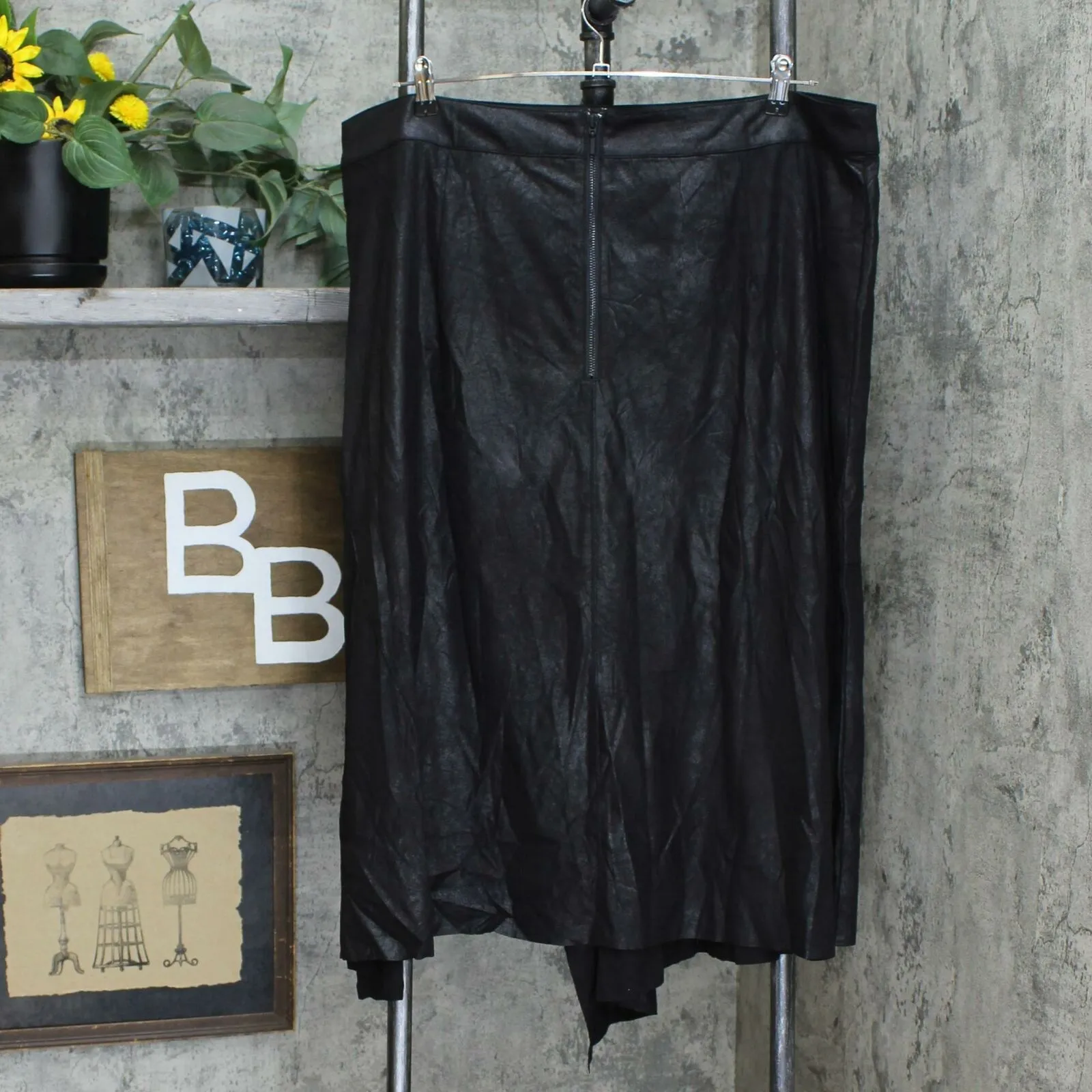 Lisa Rinna Plus Size Distressed Ultrasuede Skirt