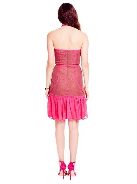 Lisette - Pique Knit Halter, Mauve and Fuchsia Pink Dress