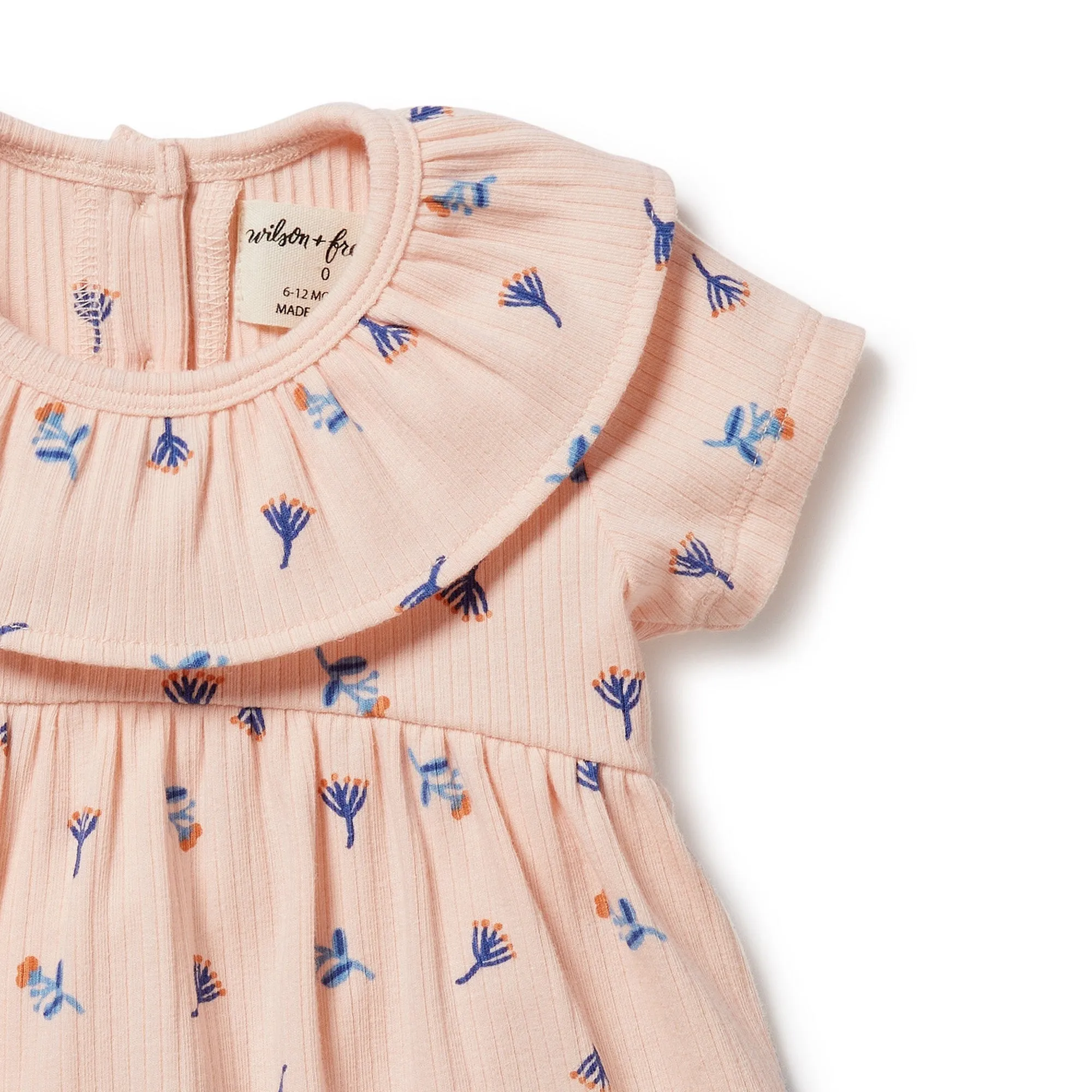 Little Flower Organic Rib Ruffle Dress