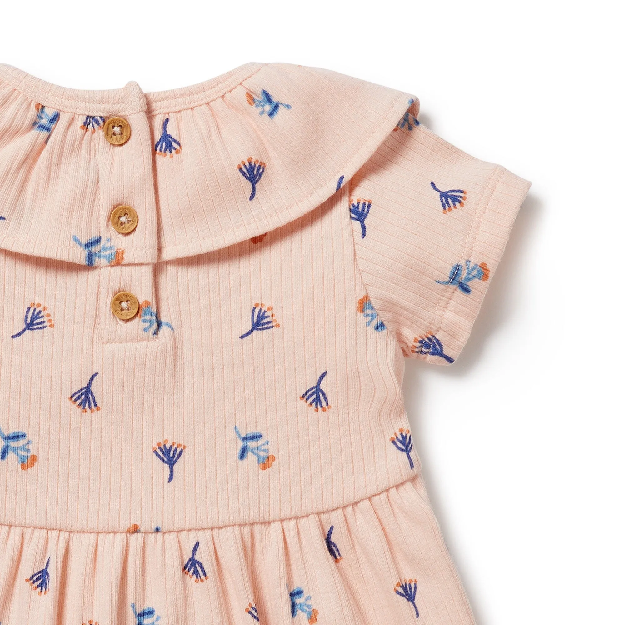 Little Flower Organic Rib Ruffle Dress