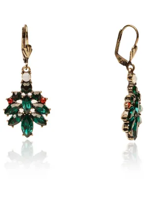 Love Vintage Christmas Tree Earrings Green