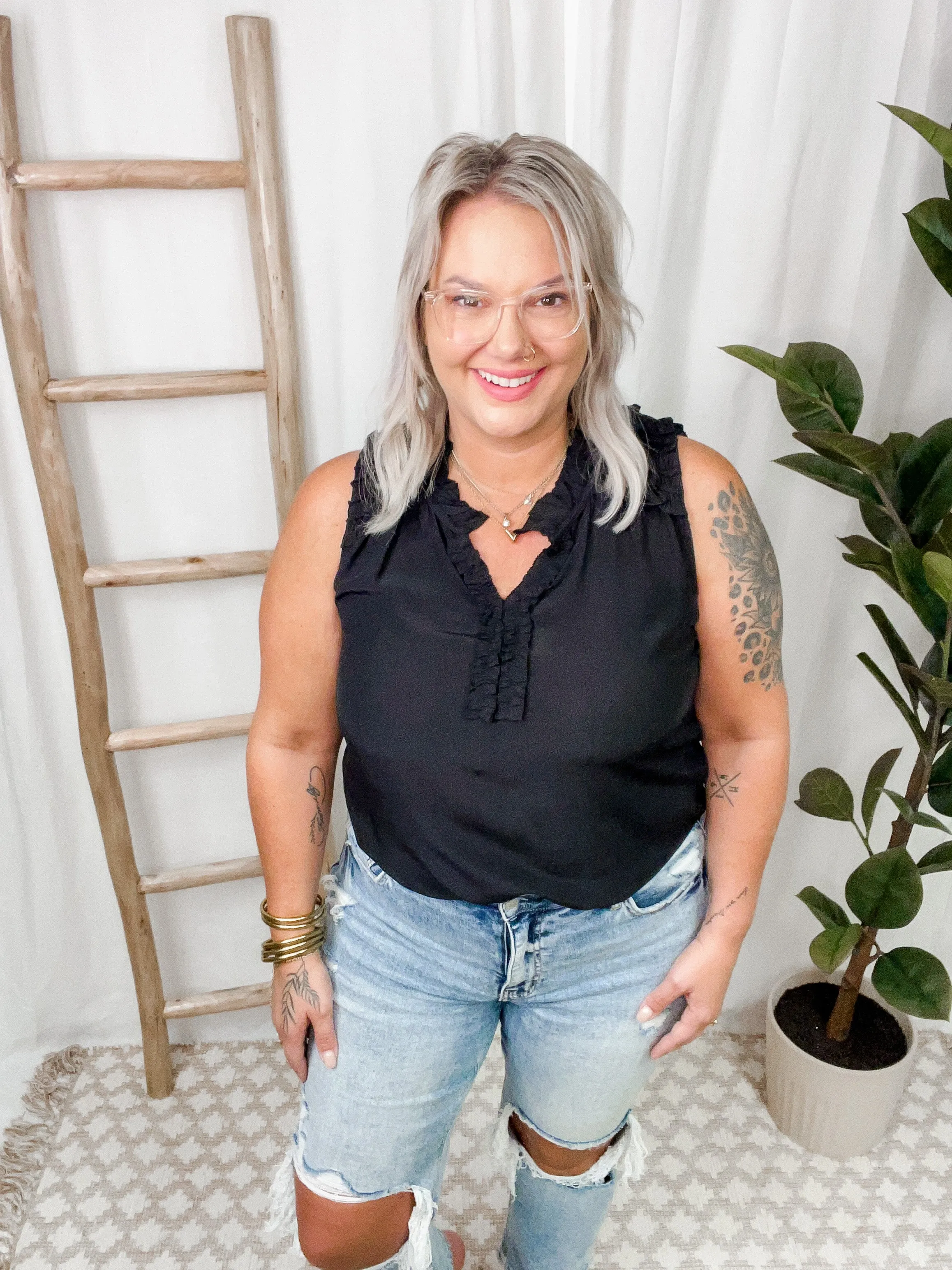 Lovey Black Ruffle Top