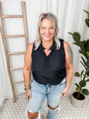 Lovey Black Ruffle Top