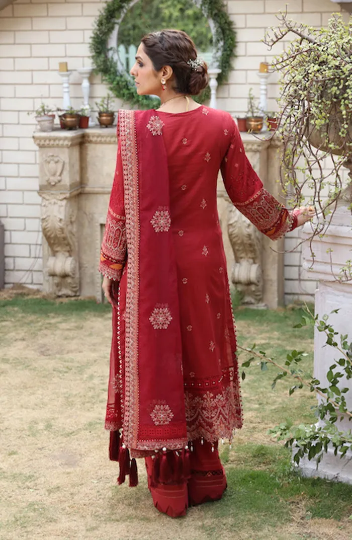 Luxury Deep Red Embroidered Pakistani Salwar Kameez Style Party Dress