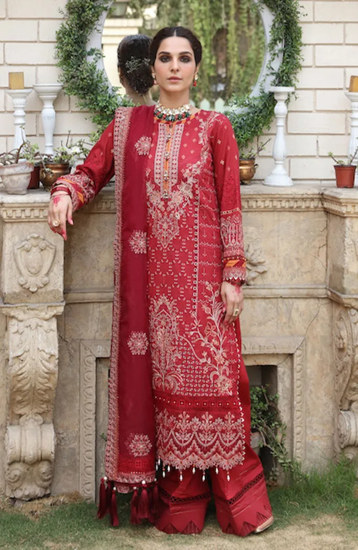 Luxury Deep Red Embroidered Pakistani Salwar Kameez Style Party Dress