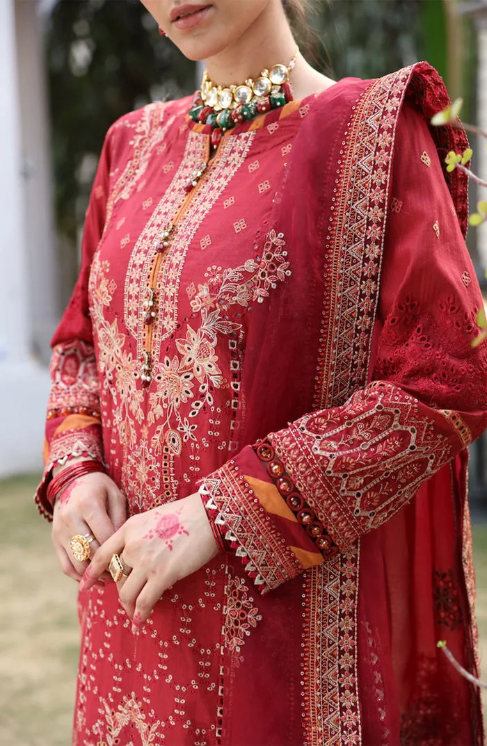 Luxury Deep Red Embroidered Pakistani Salwar Kameez Style Party Dress