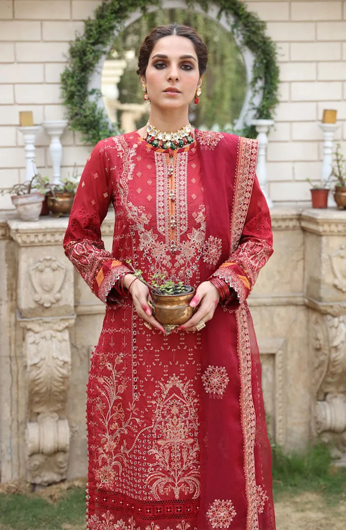 Luxury Deep Red Embroidered Pakistani Salwar Kameez Style Party Dress