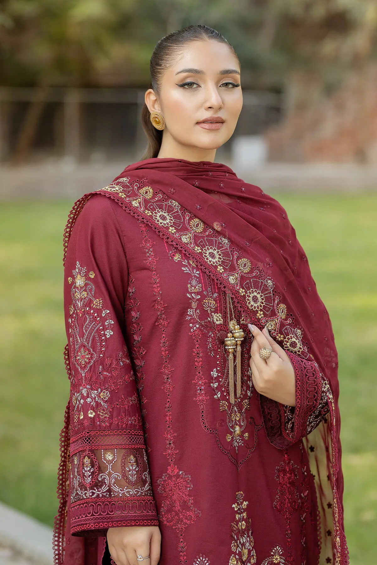 Luxury Maroon Pakistani Salwar Kameez Embroidered Salwar Suit