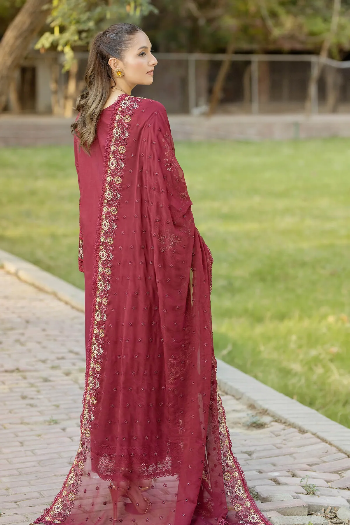 Luxury Maroon Pakistani Salwar Kameez Embroidered Salwar Suit