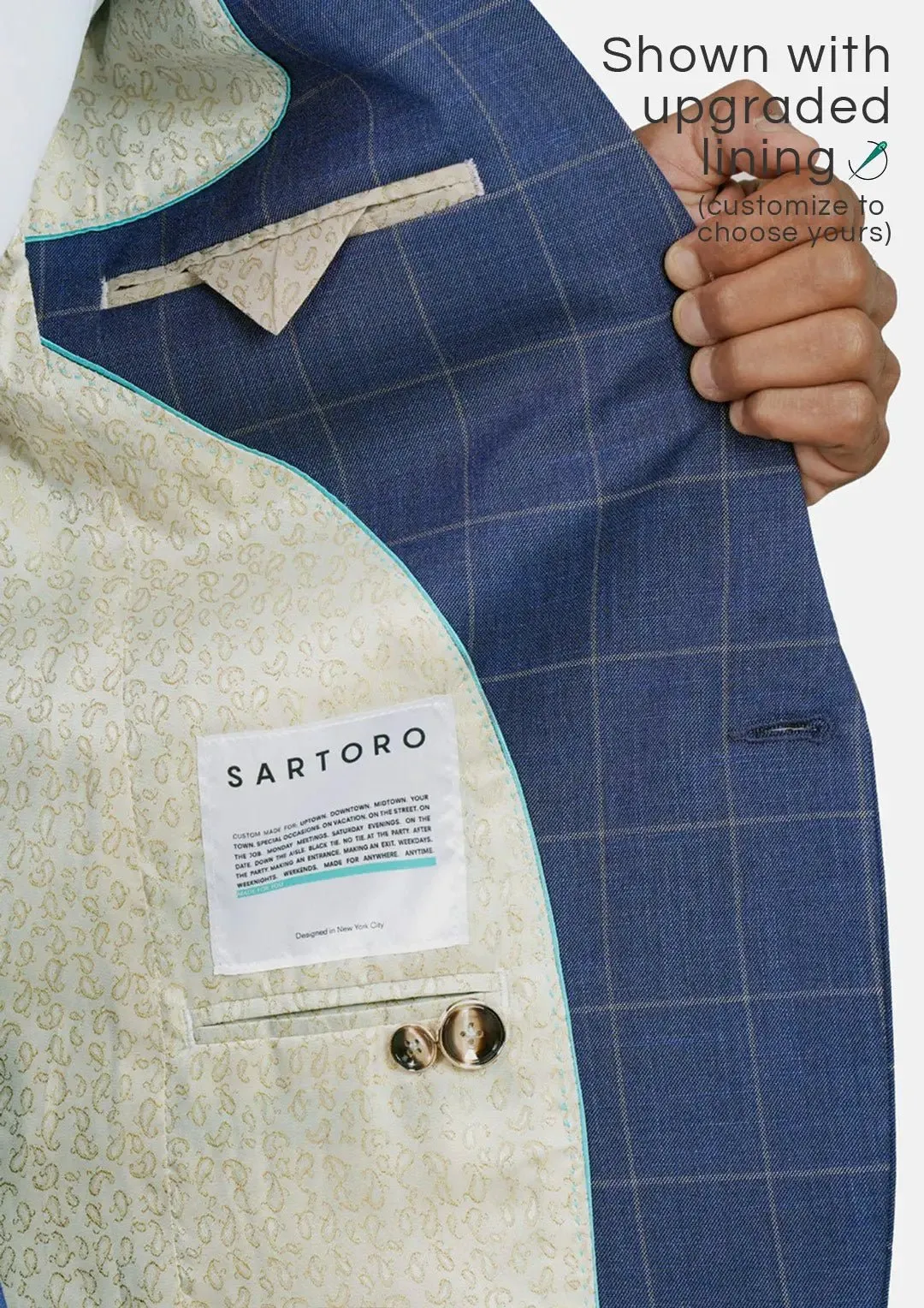 Madison Lapis Blue Windowpane Suit