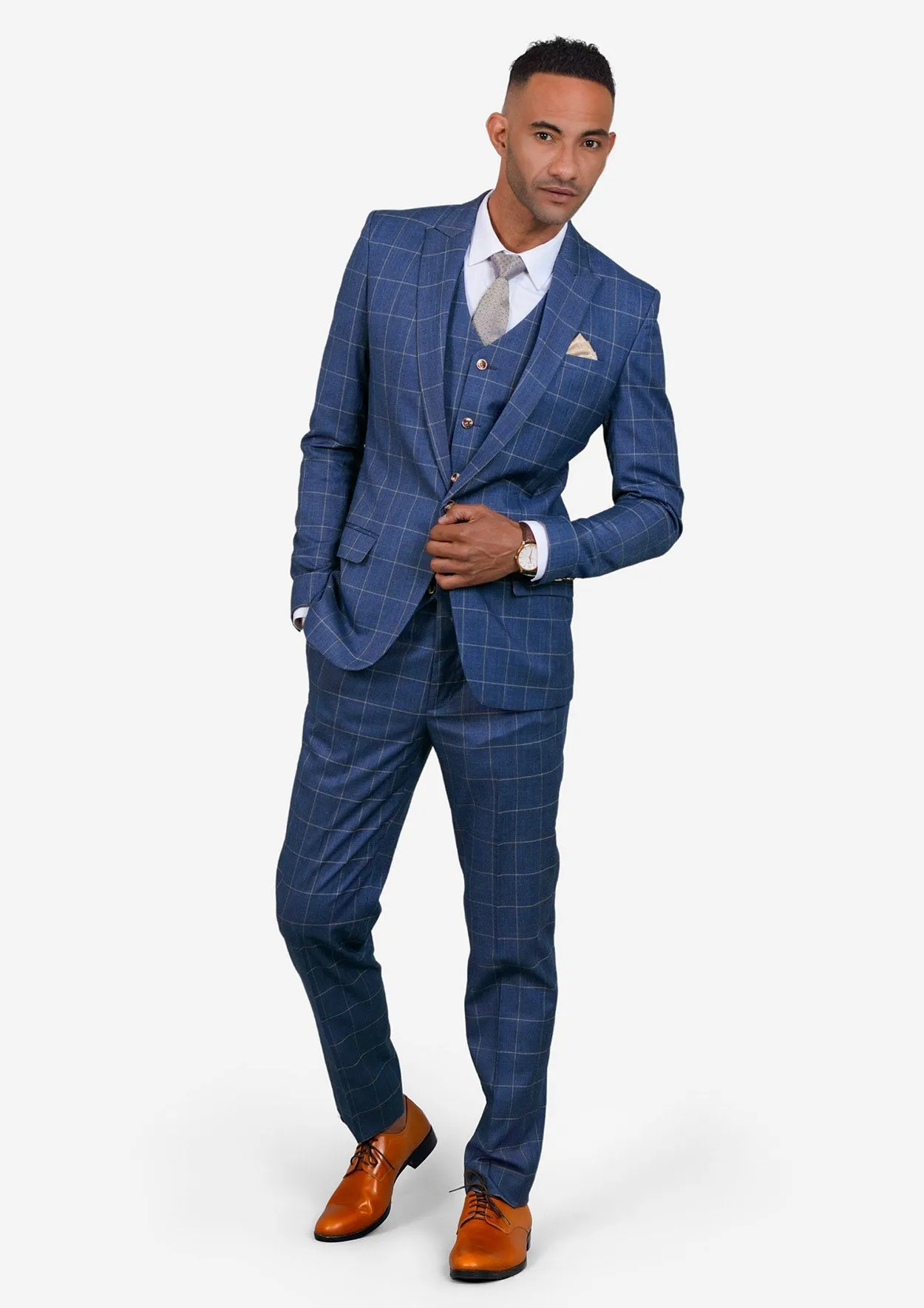 Madison Lapis Blue Windowpane Suit