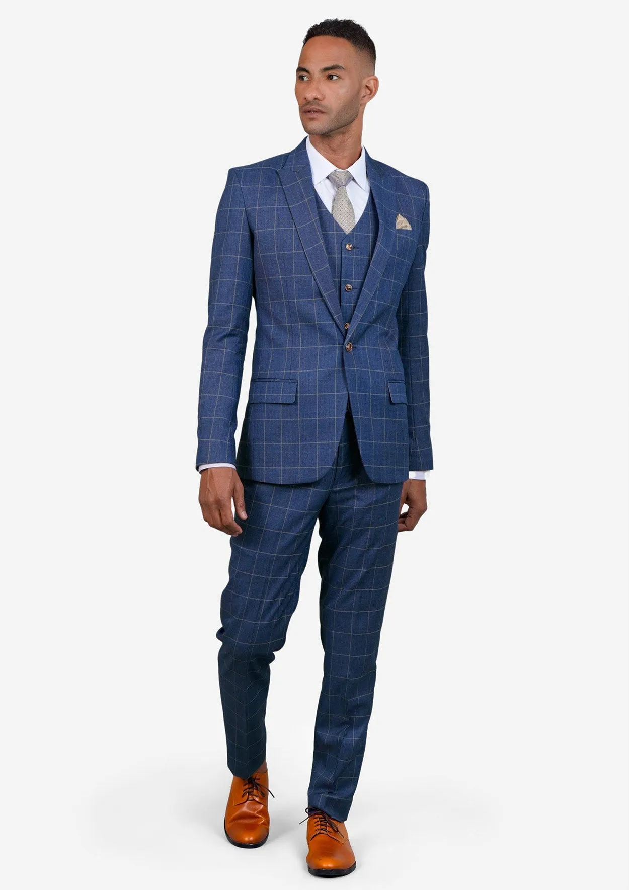 Madison Lapis Blue Windowpane Suit