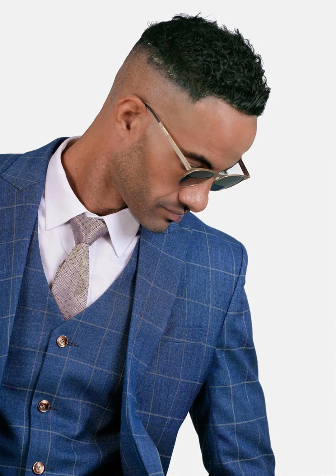 Madison Lapis Blue Windowpane Suit