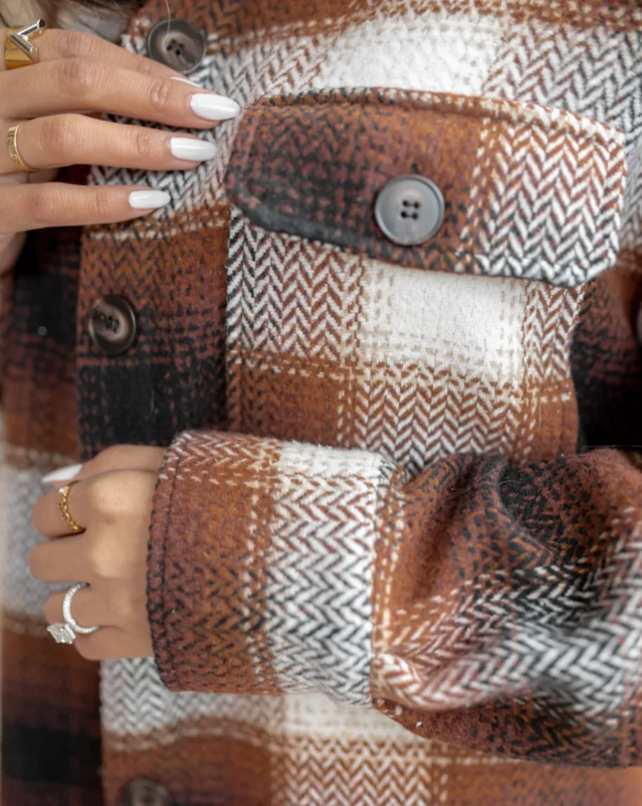 Madison Plaid Button Down Flannel Jacket