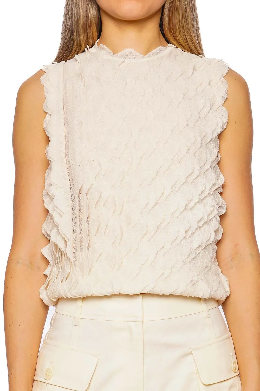 Maelys Pristine Ruffled Sleeveless Top